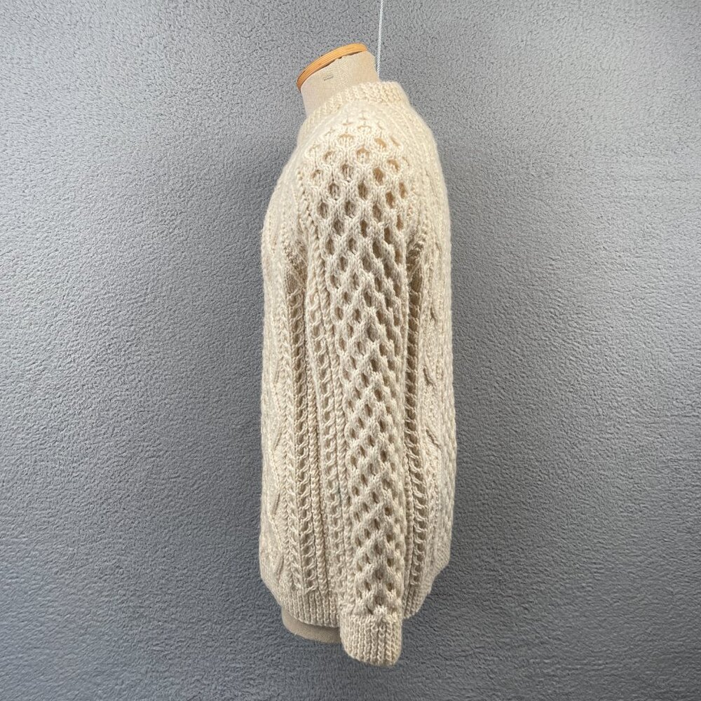 Vintage Mens Irish Fisherman Sweater KAM Knitwear Aran Hand Knits Wool 42 Medium - Picture 2 of 14